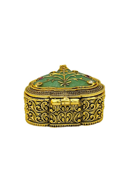 Mint Green Jadau Box with Nagas Craftsmanship and Filigree Details - swadeshsouq.com