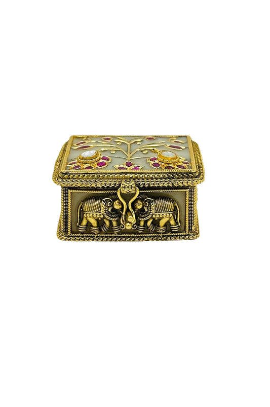 Minted Elegance: Keepsake Box Adorned with Jadau Grace - swadeshsouq.com