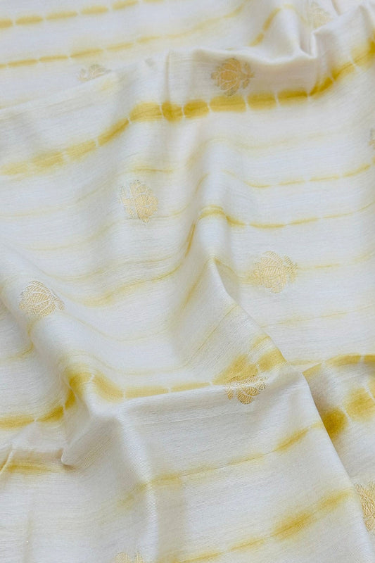 Mustard Yellow Shibori Dyed Chanderi Silk Dupatta - swadeshsouq.com