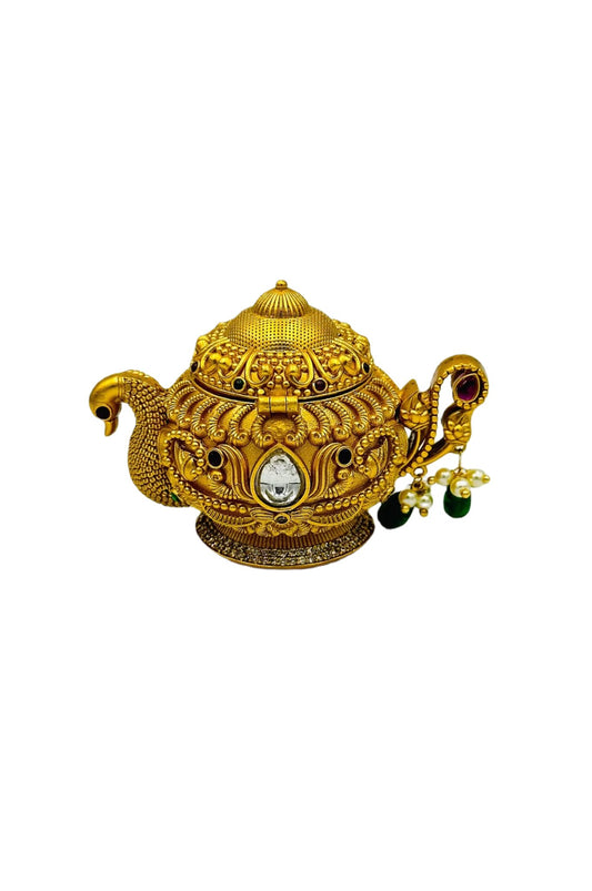 Nagas Design Kumkum Box with AD Stone Embellishments - swadeshsouq.com