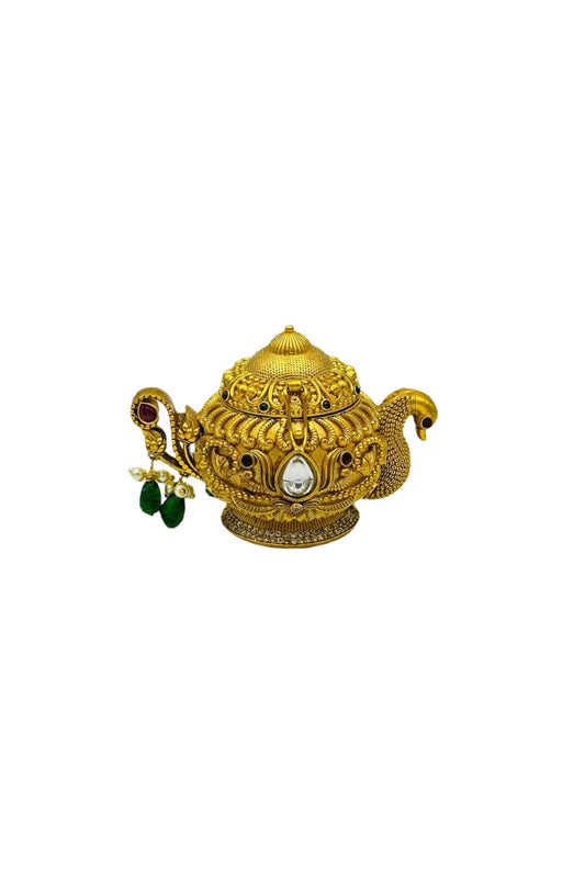 Nagas Design Kumkum Box with AD Stone Embellishments - swadeshsouq.com