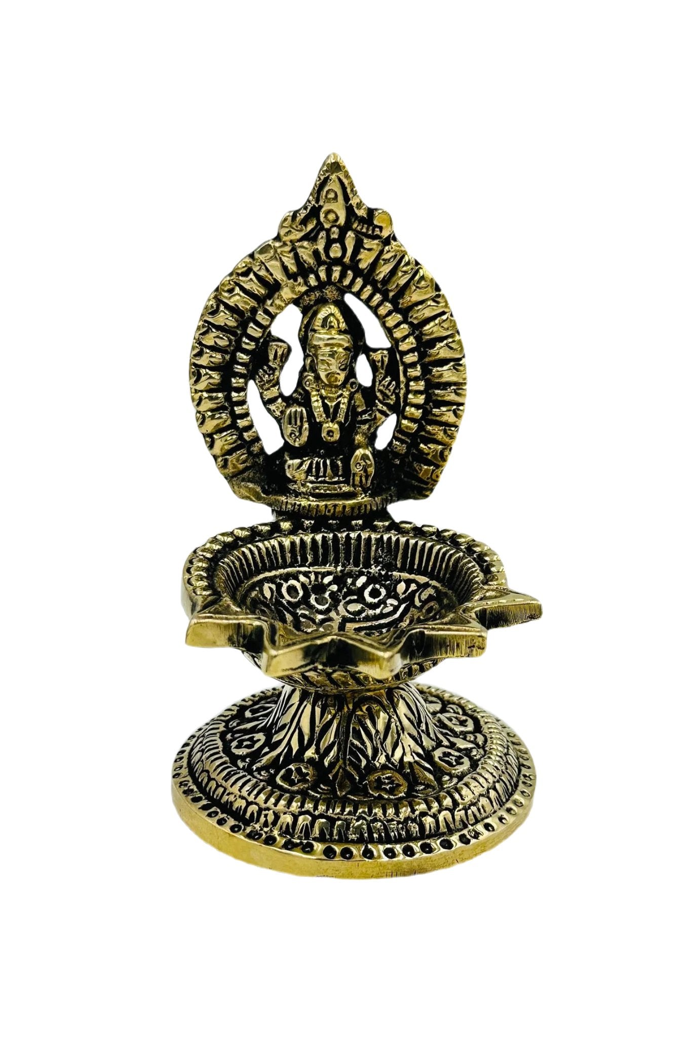 Nagas-Inspired Pure Brass Lakshmi Ganesh Diya Set - swadeshsouq.com