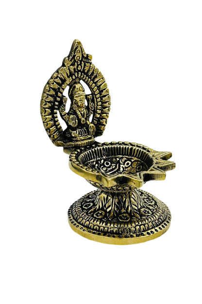 Nagas-Inspired Pure Brass Lakshmi Ganesh Diya Set - swadeshsouq.com