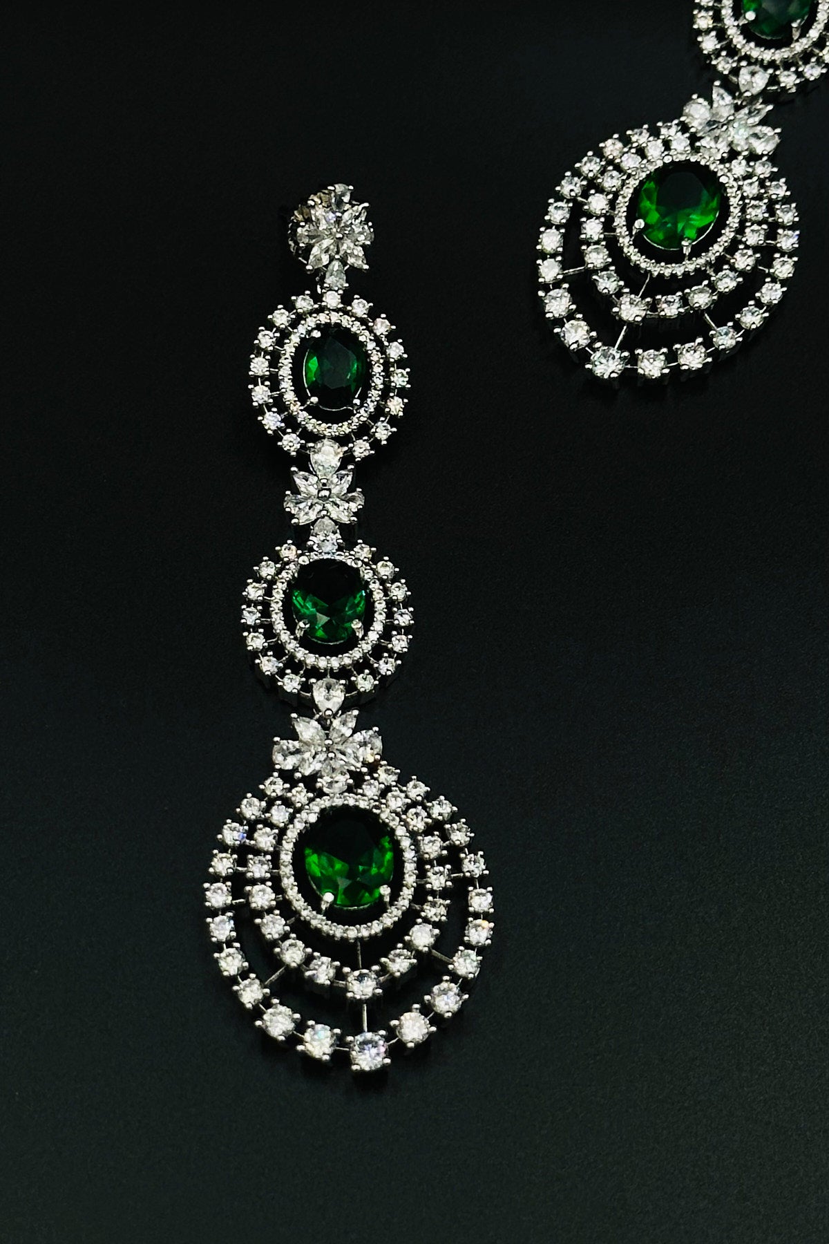 Opulent Beauty: CZ Stone Embossed Danglers. - swadeshsouq.com