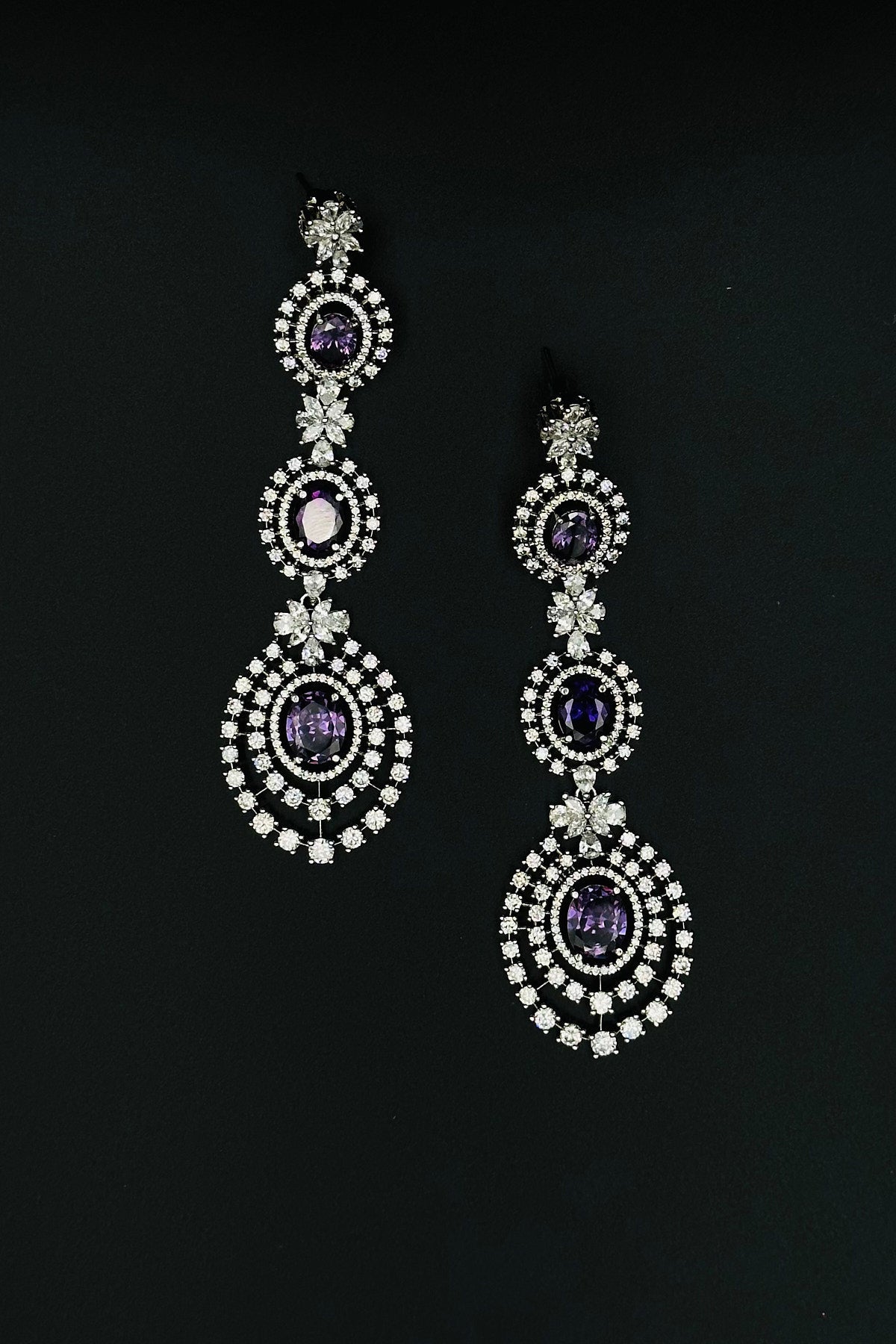 Opulent Beauty: CZ Stone Embossed Danglers. - swadeshsouq.com