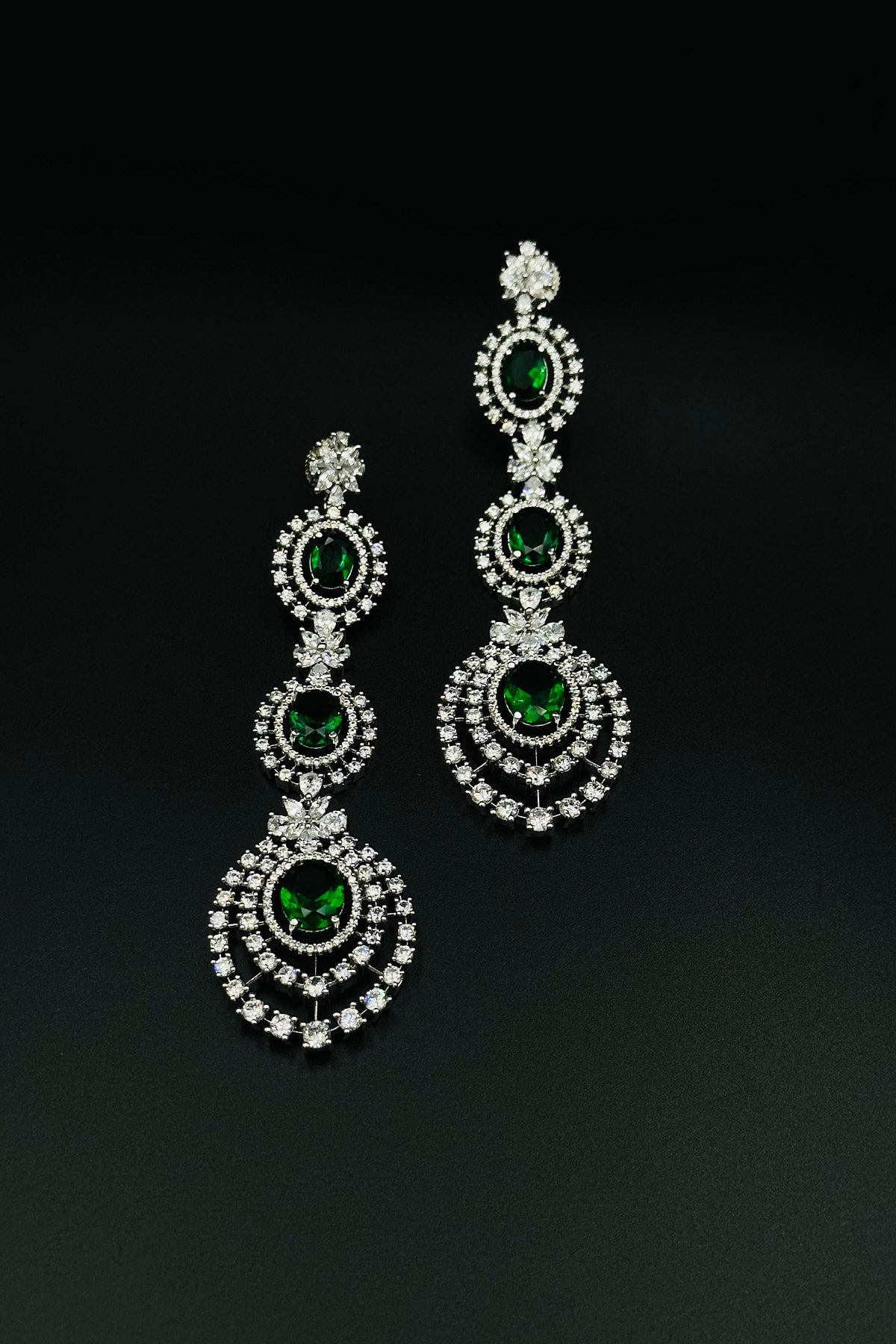 Opulent Beauty: CZ Stone Embossed Danglers. - swadeshsouq.com