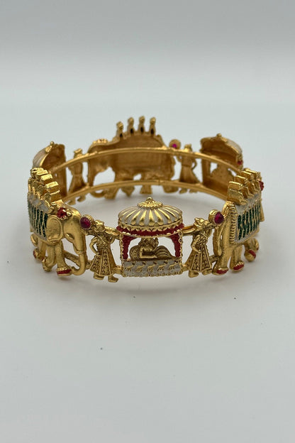 Pallanquine Theme Bangles Set with Elephant Motifs and Enamel Embellishments - swadeshsouq.com