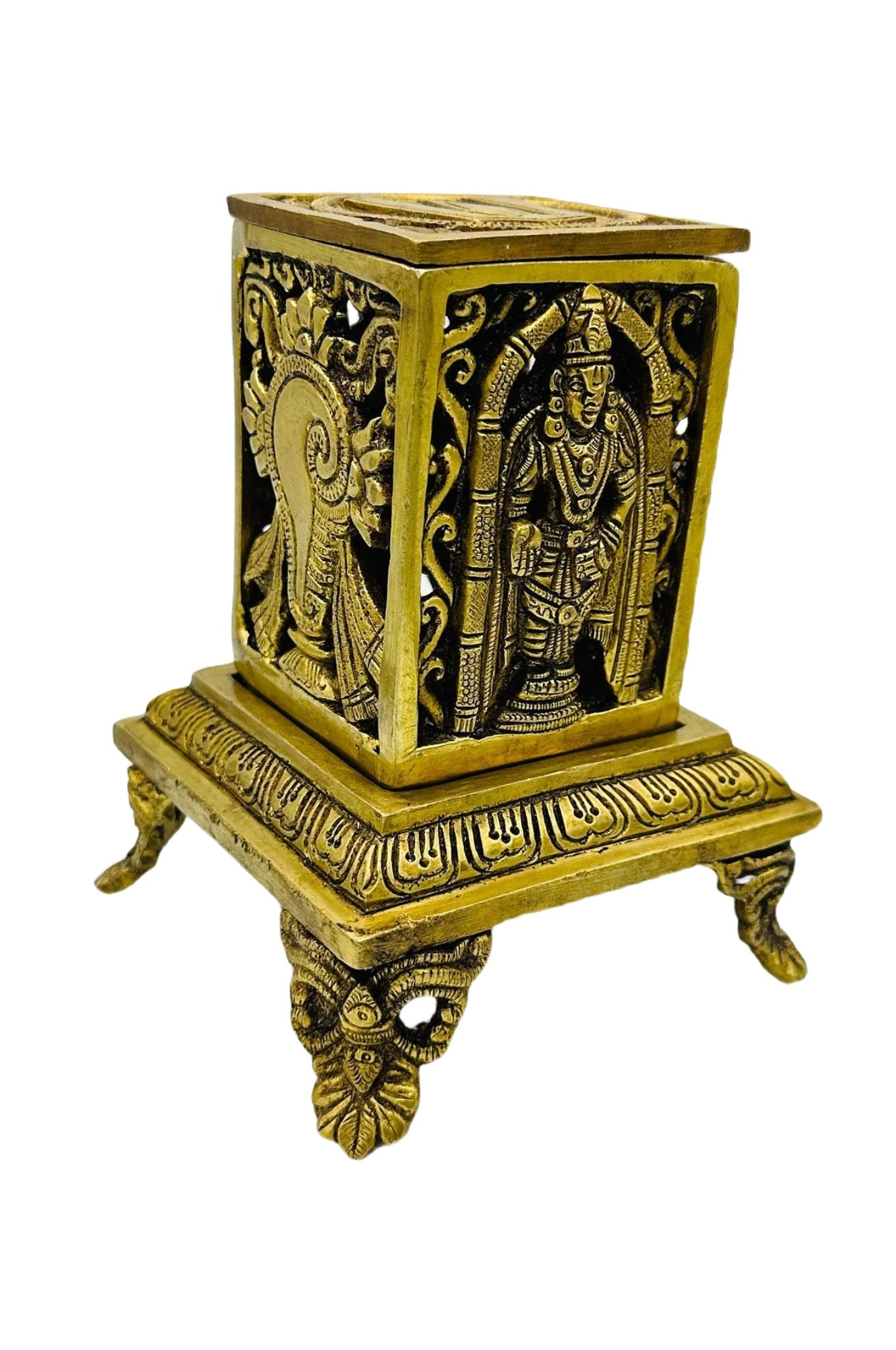 Perumal Sambrani Stand with Intricate Antique Design in pure brass - swadeshsouq.com