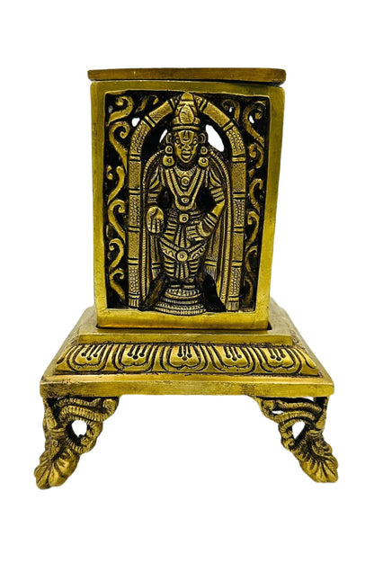 Perumal Sambrani Stand with Intricate Antique Design in pure brass - swadeshsouq.com