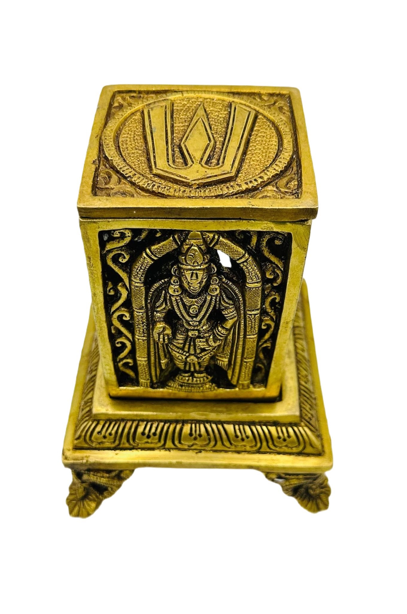 Perumal Sambrani Stand with Intricate Antique Design in pure brass - swadeshsouq.com