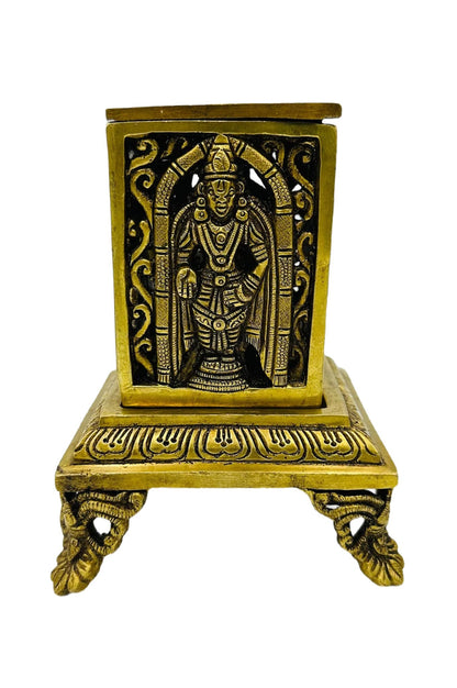 Perumal Sambrani Stand with Intricate Antique Design in pure brass - swadeshsouq.com