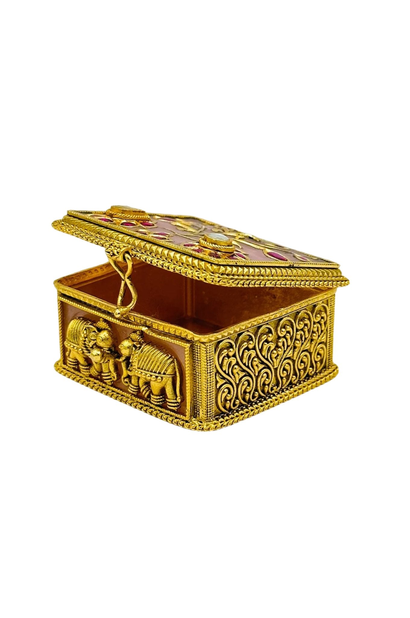 Pink Luminescence: Keepsake Box Adorned with Jadau Brilliance - swadeshsouq.com