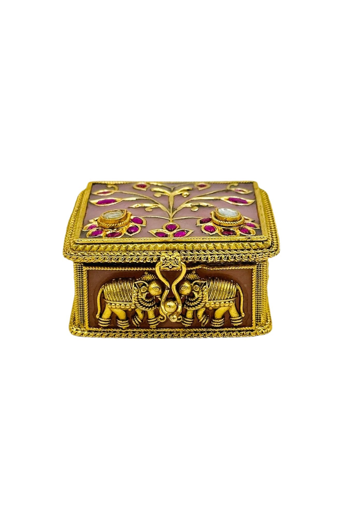 Pink Luminescence: Keepsake Box Adorned with Jadau Brilliance - swadeshsouq.com