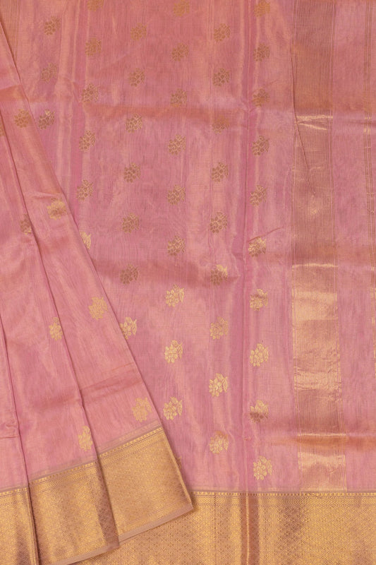 Pink Maheshwari Silk Tissue Saree - swadeshsouq.com