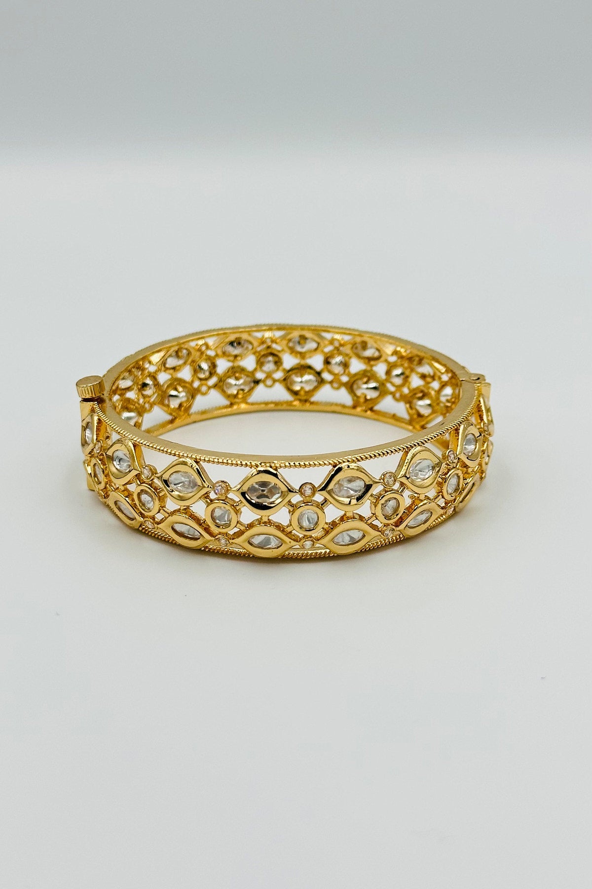 Premium High Gold Bangles Set with Kundan Stones - swadeshsouq.com