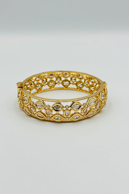 Premium High Gold Bangles Set with Kundan Stones - swadeshsouq.com