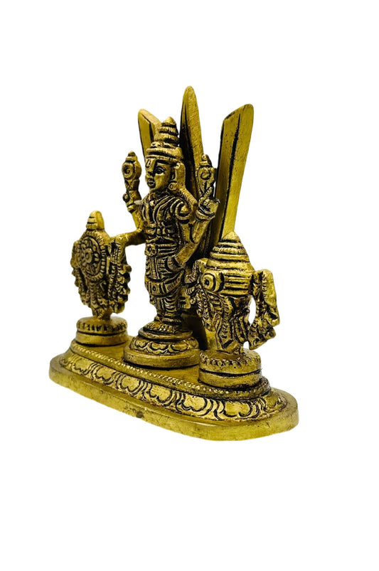 Pure Brass Balaji Idol with Shanku, Chakram, and Namam: A Divine Masterpiece - swadeshsouq.com