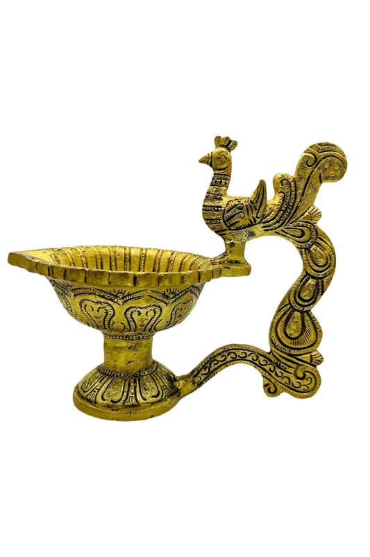 Pure Brass Peacock Diya - swadeshsouq.com