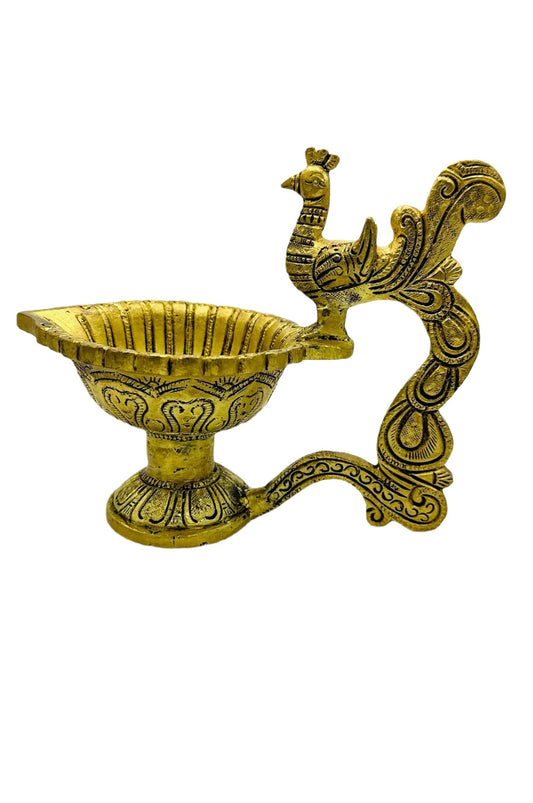 Pure Brass Peacock Diya - swadeshsouq.com