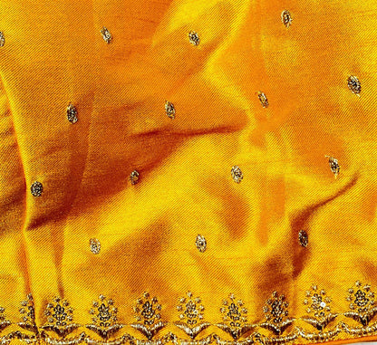 Radiant Jaipuri Elegance: Embrace Your Inner Glow with the Yellow Raw Silk Blouse with Golden Buttis. - swadeshsouq.com