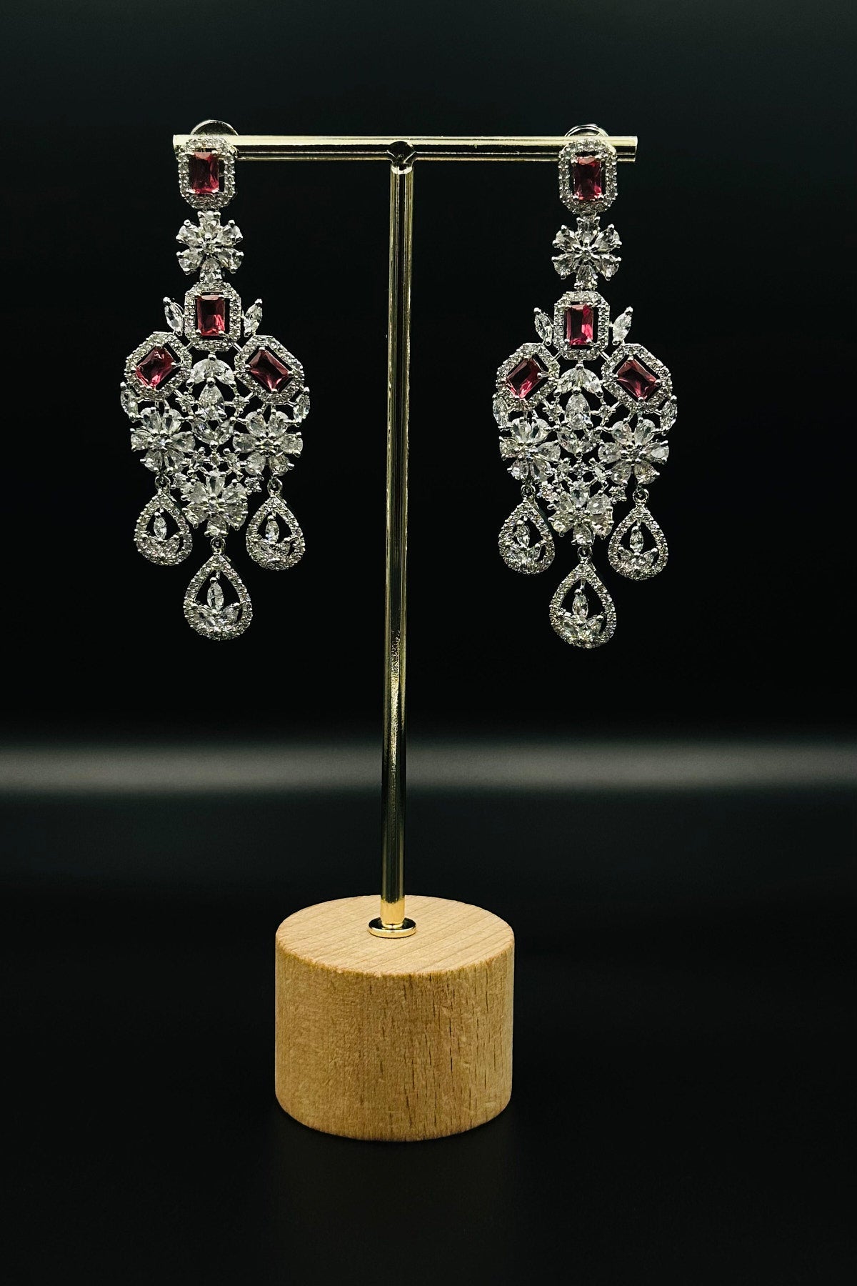 Ravishing Ruby - CZ Necklace and Dangler Set. - swadeshsouq.com