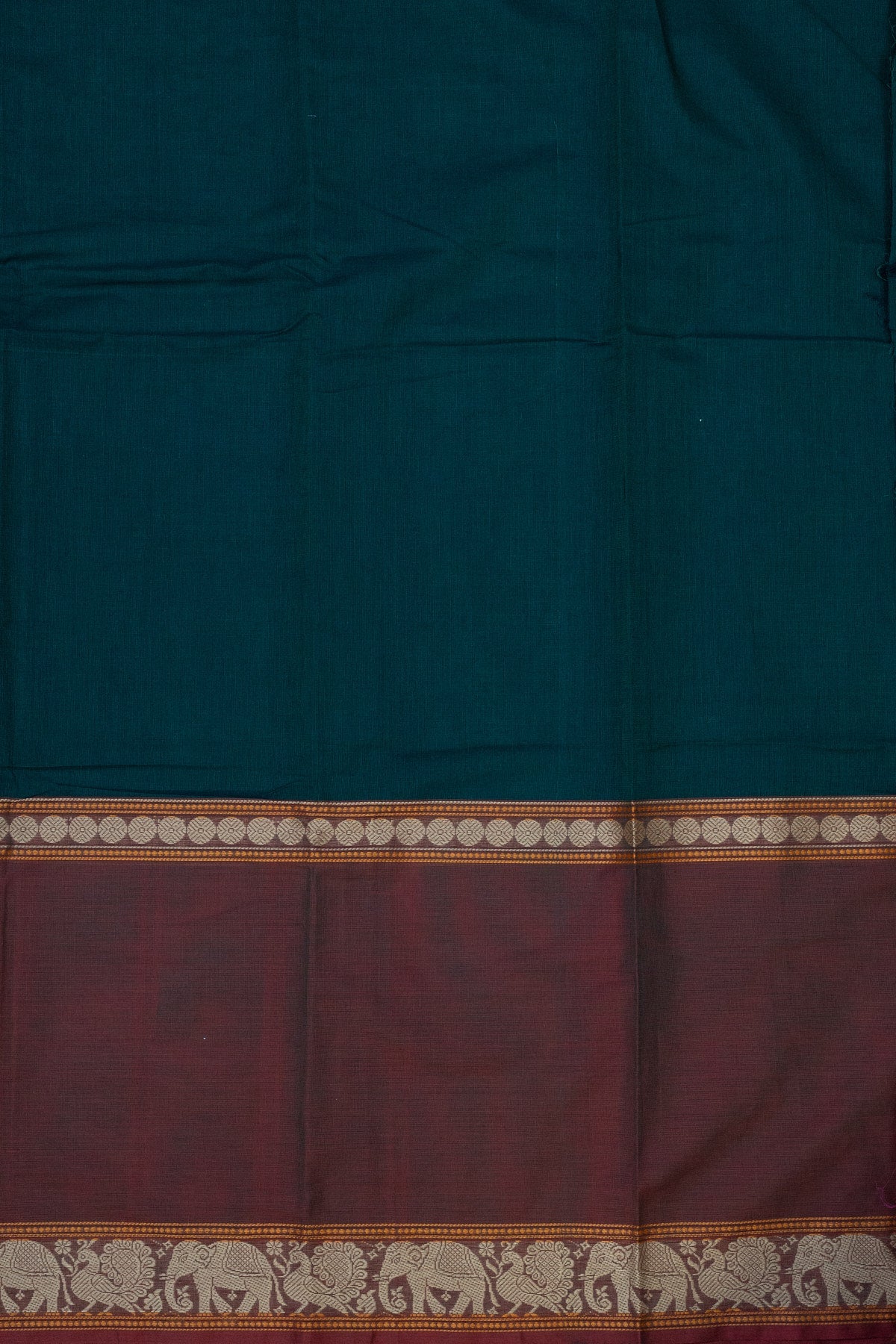 Regal Harmony: Green and Maroon Vanasingaram Saree - swadeshsouq.com