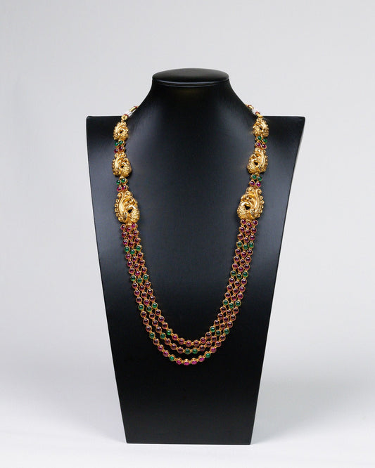 Ruby & Emerald Ensemble with Stone-Strung Elegance - swadeshsouq.com