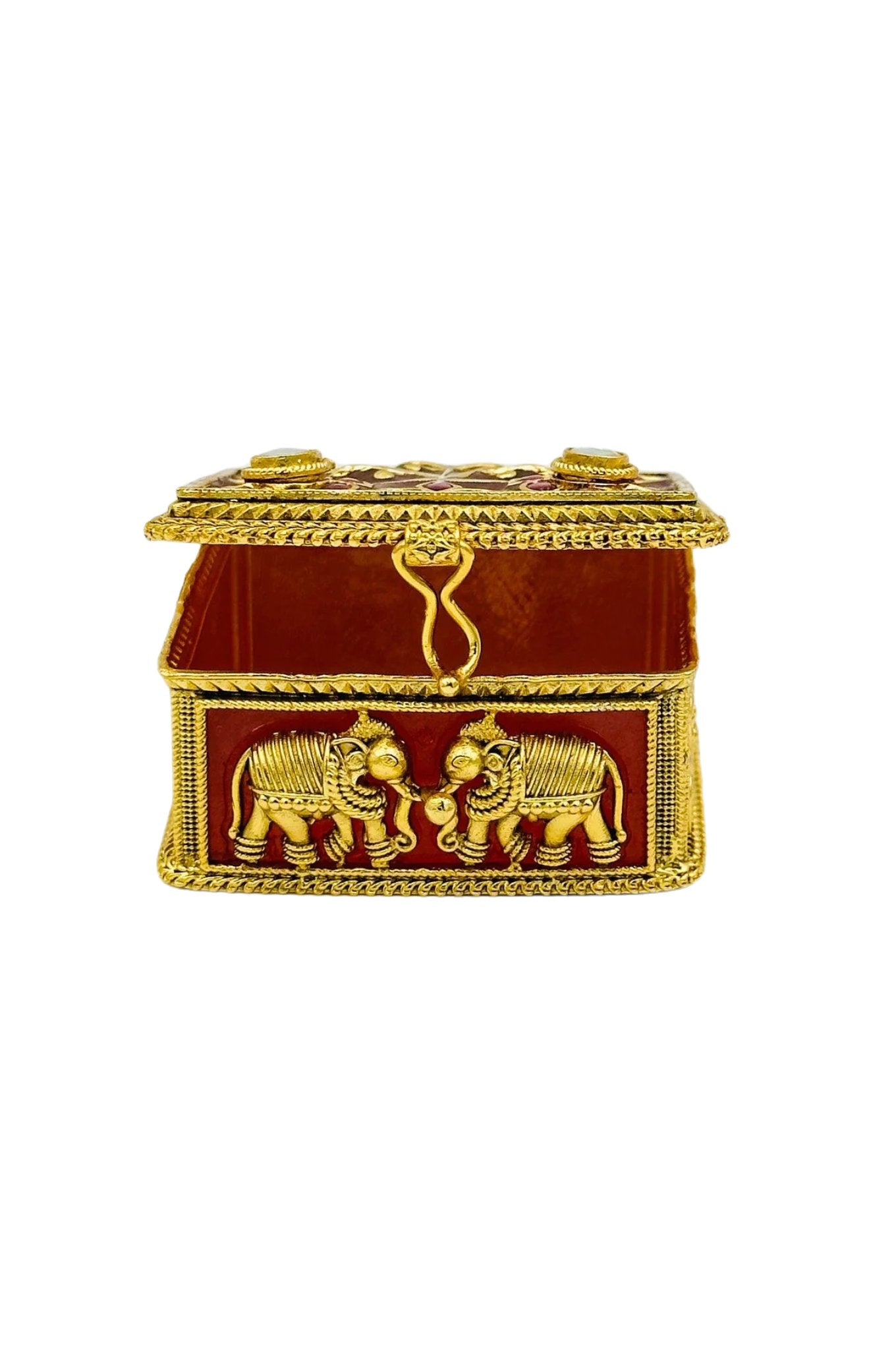 Ruby Radiance: Keepsake Box Adorned with Jadau Opulence - swadeshsouq.com