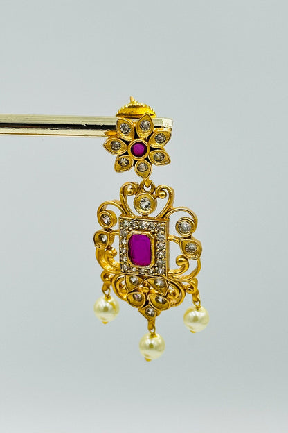 Ruby Radiance: Long Necklace Ensemble with CZ & Ruby Brilliance - swadeshsouq.com