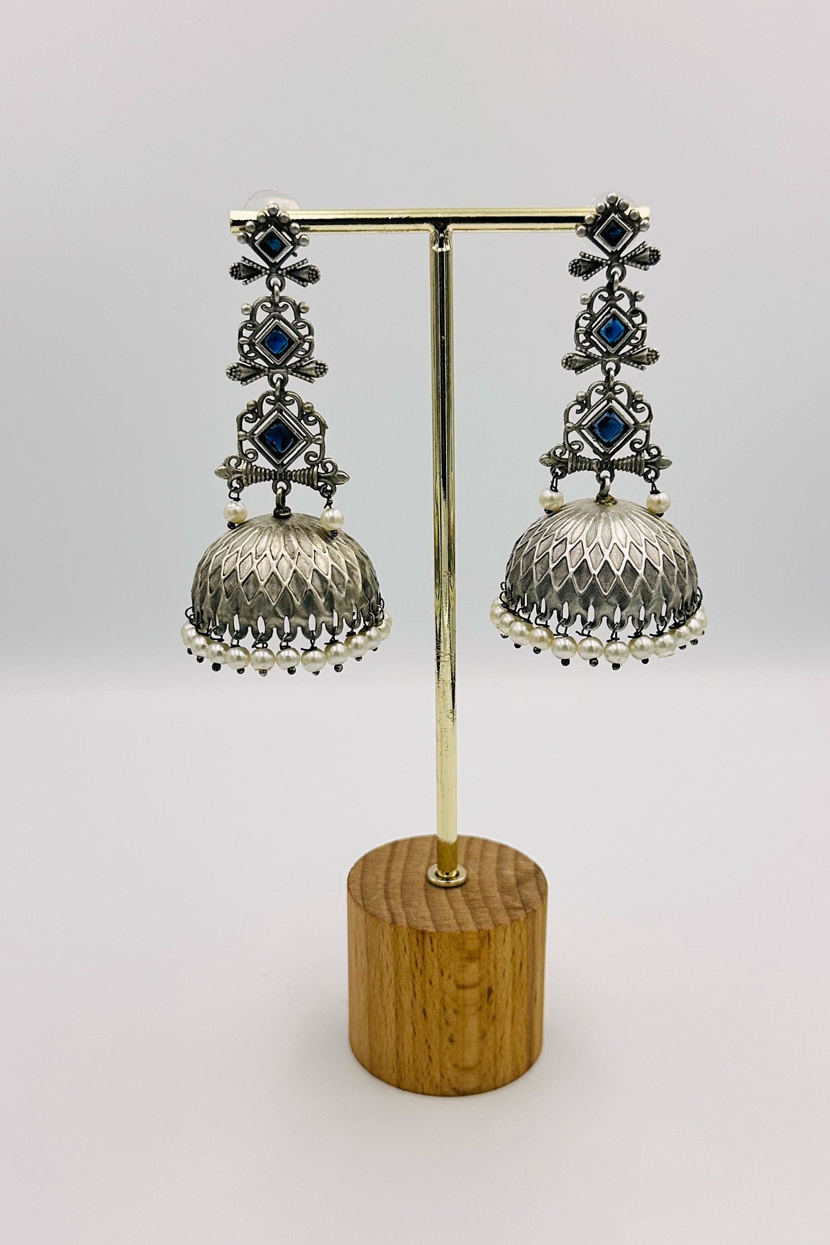 Sapphire Symphony Jhumkas - swadeshsouq.com