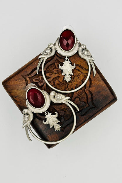 Scarlet Radiance Silver Earrings - swadeshsouq.com