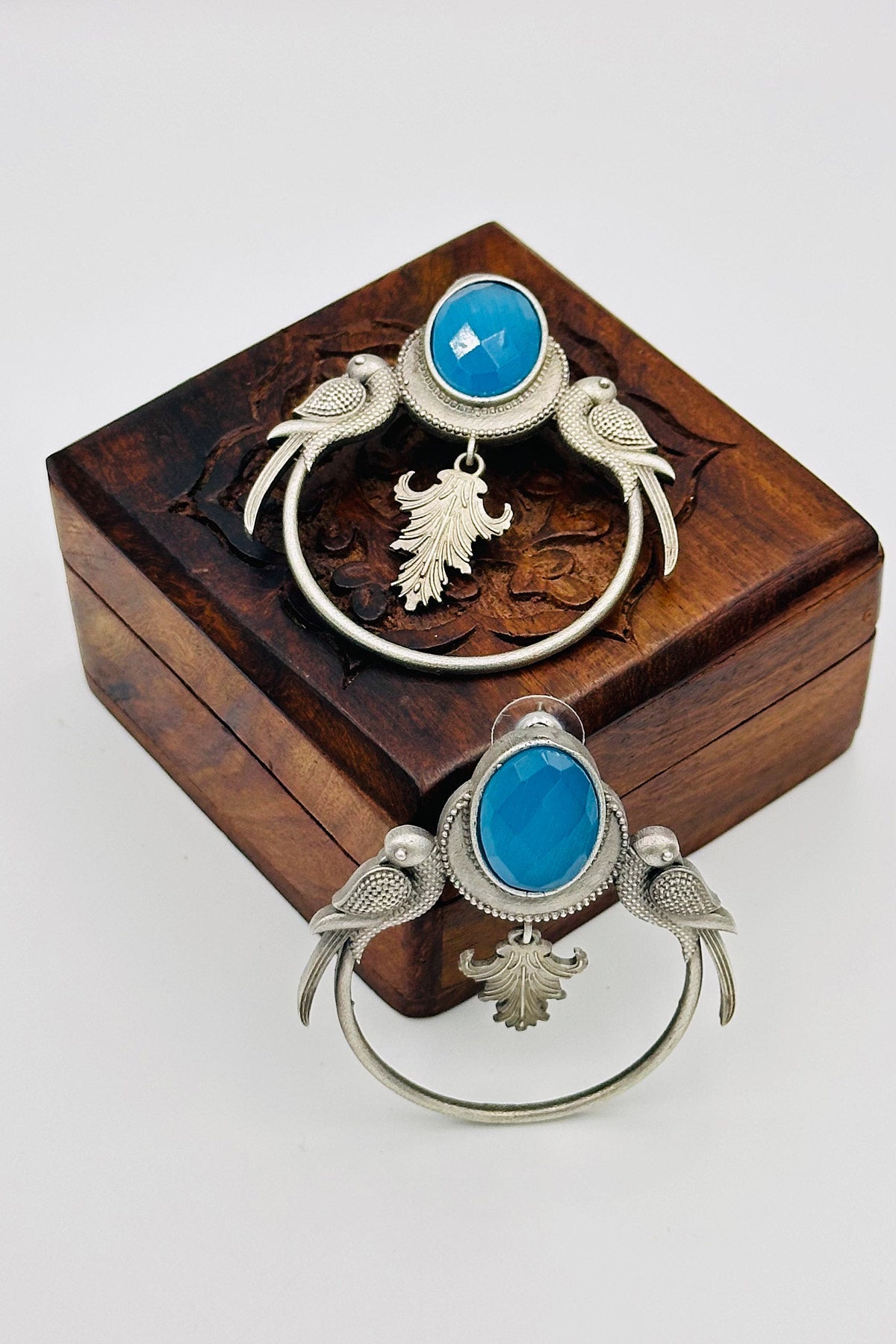 Silver Earrings with Blue Stones - swadeshsouq.com