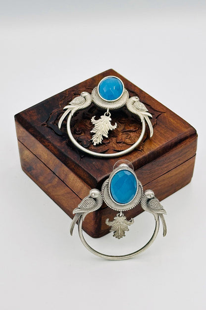 Silver Earrings with Blue Stones - swadeshsouq.com