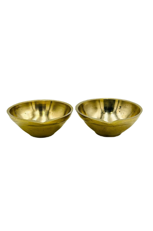 Small Plain Brass Diya Set (set of 2) - swadeshsouq.com