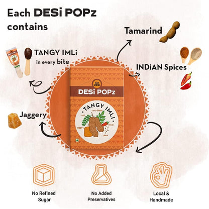 Tangy Imli Popz | 100% Natural - Tamarind, Spices & Jaggery | Hand-made | 50 PCS -400 gms - swadeshsouq.com