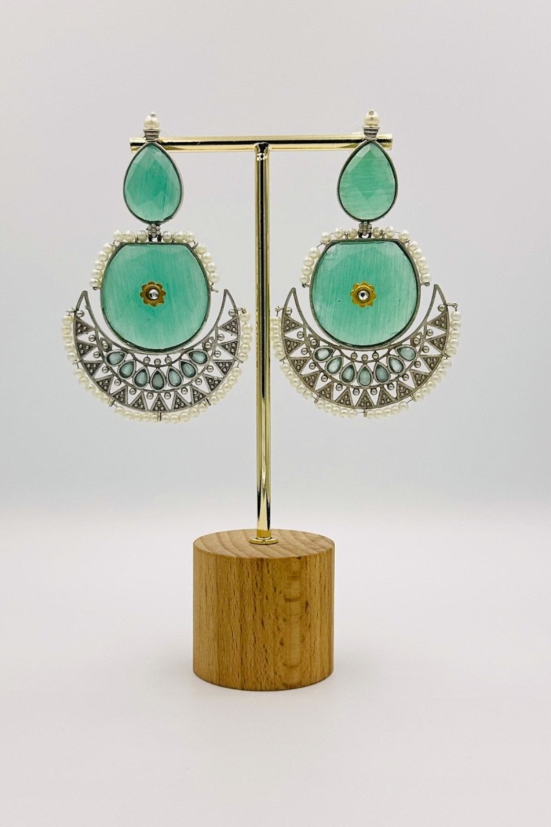 Turquoise Tranquility: Crescent Earrings - swadeshsouq.com