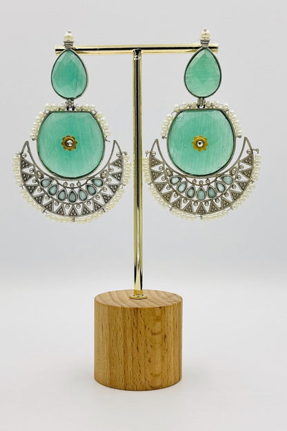 Turquoise Tranquility: Crescent Earrings - swadeshsouq.com