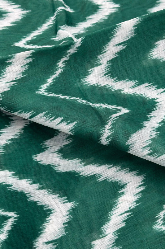 Verdant Tradition: Green Ikkat Dupatta with Ethnic Weave - swadeshsouq.com