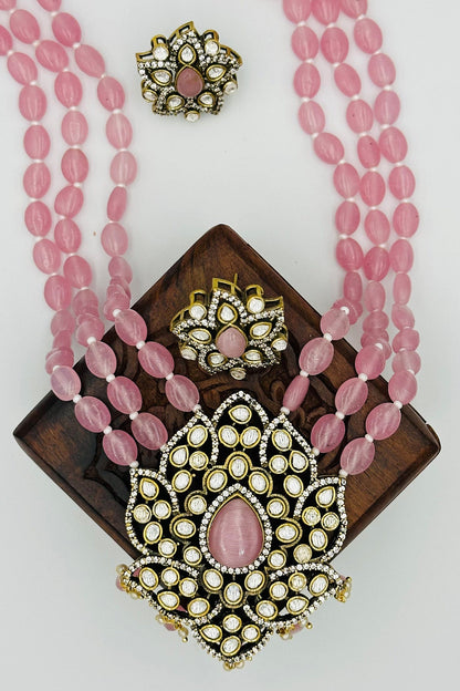 Victorian Ensemble with CZ & Kundan Flourishes - swadeshsouq.com