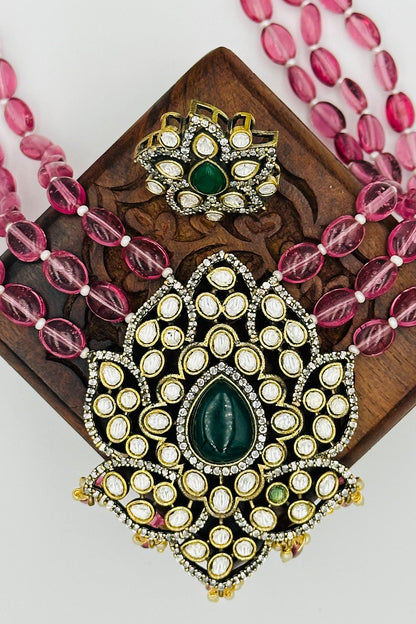 Victorian Ensemble with CZ & Kundan Flourishes - swadeshsouq.com