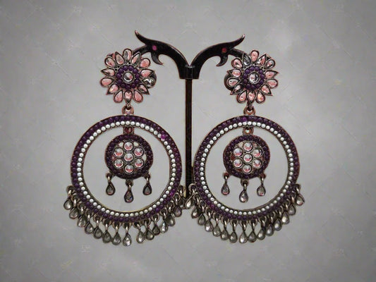 Vintage Charm - Intricately Crafted Oxidised Silver Antique Earrings with Intricate Detailing - swadeshsouq.com